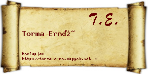 Torma Ernő névjegykártya